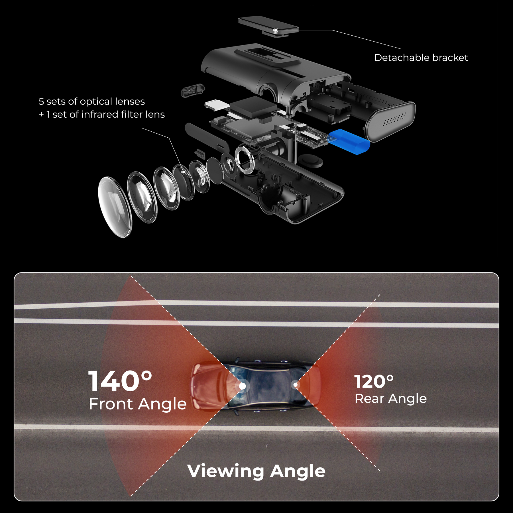 Road Angel Halo Pro Front and Rear Dash Cam - B Stock - Used Approved