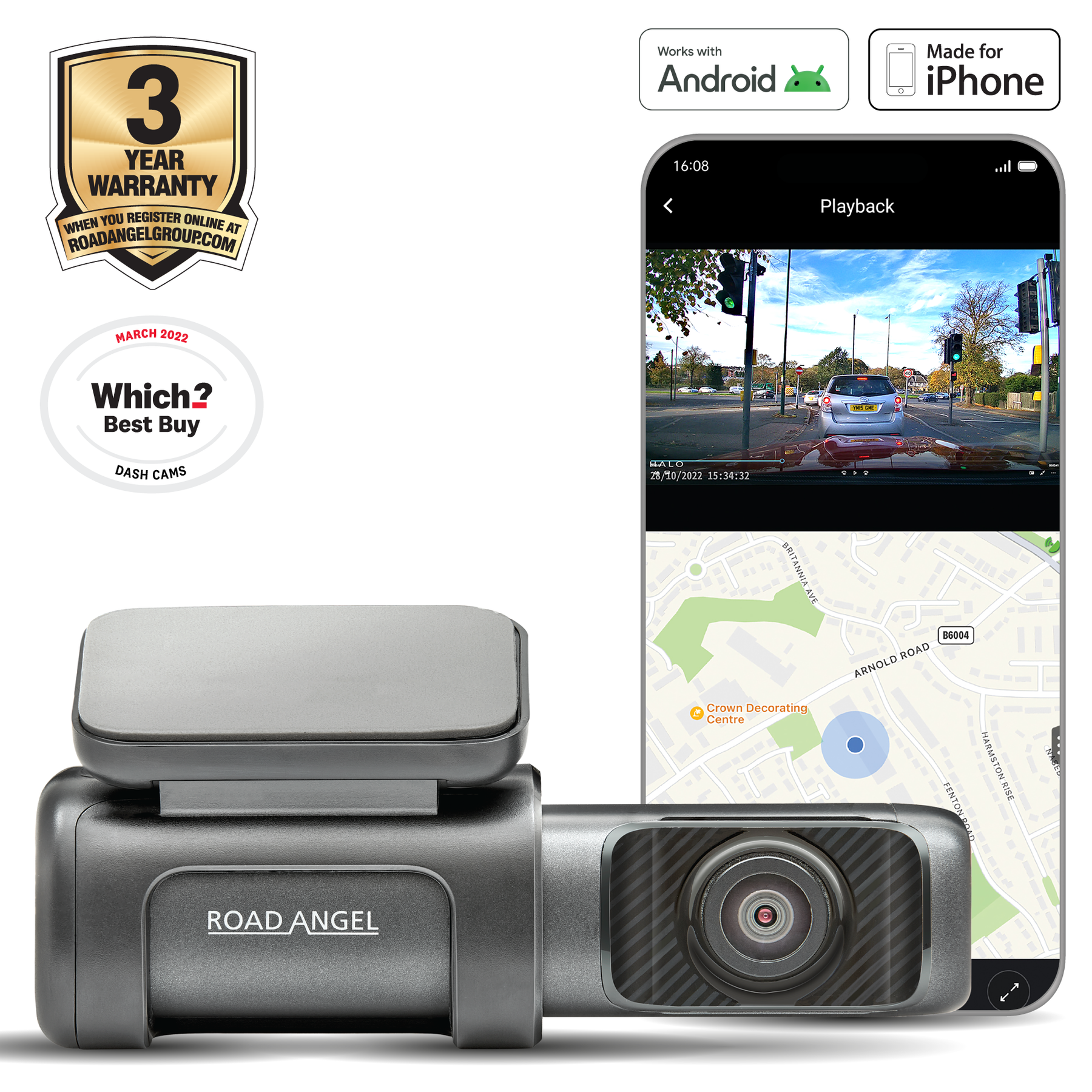 First Car - Road Angel Halo Ultra 4K Dash Cam - Which Best Buy! with Parking Mode & Internal 64GB SSD Memory