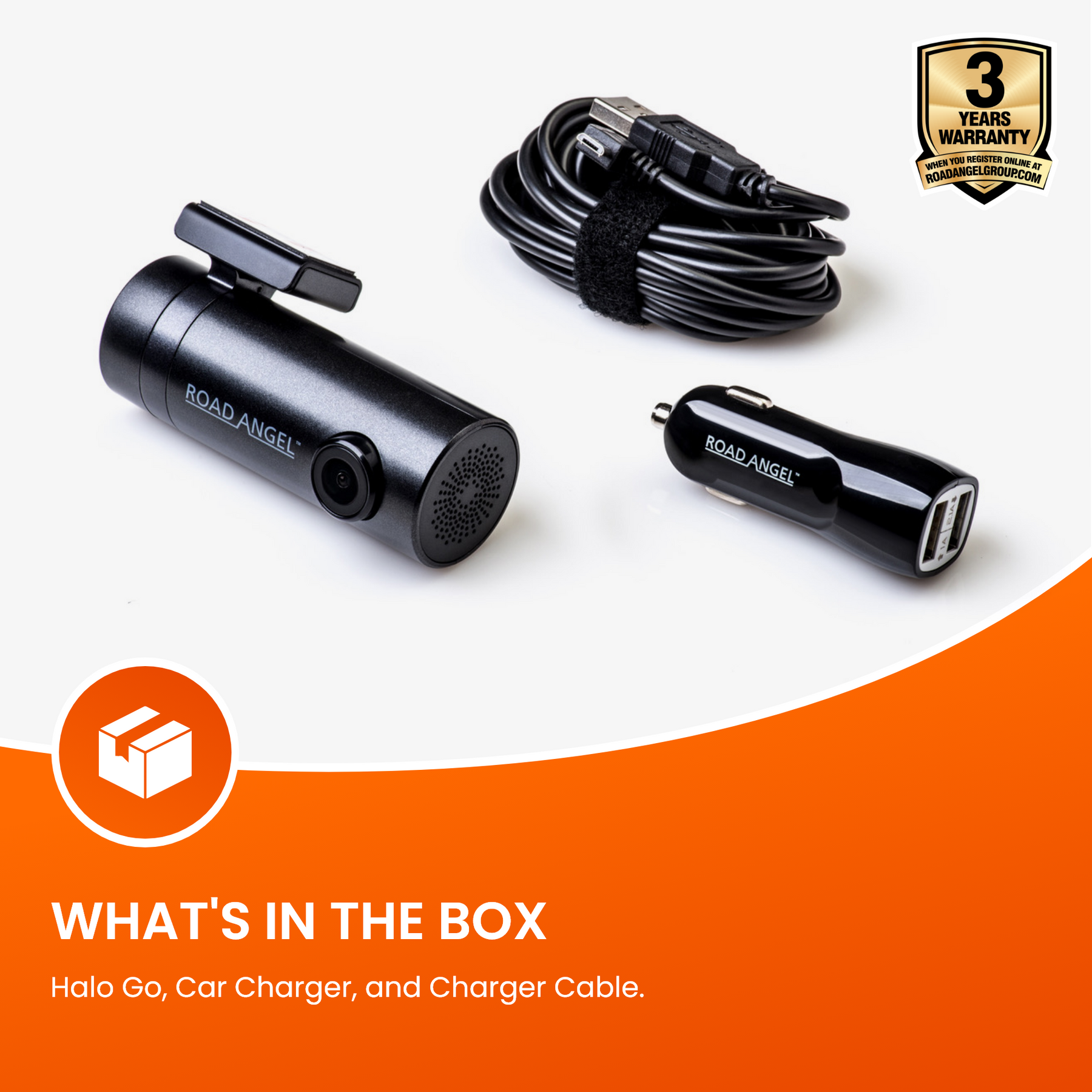 Road Angel Halo Go Compact Dash Cam with 64GB SD Card & Hardwiring Kit Bundle