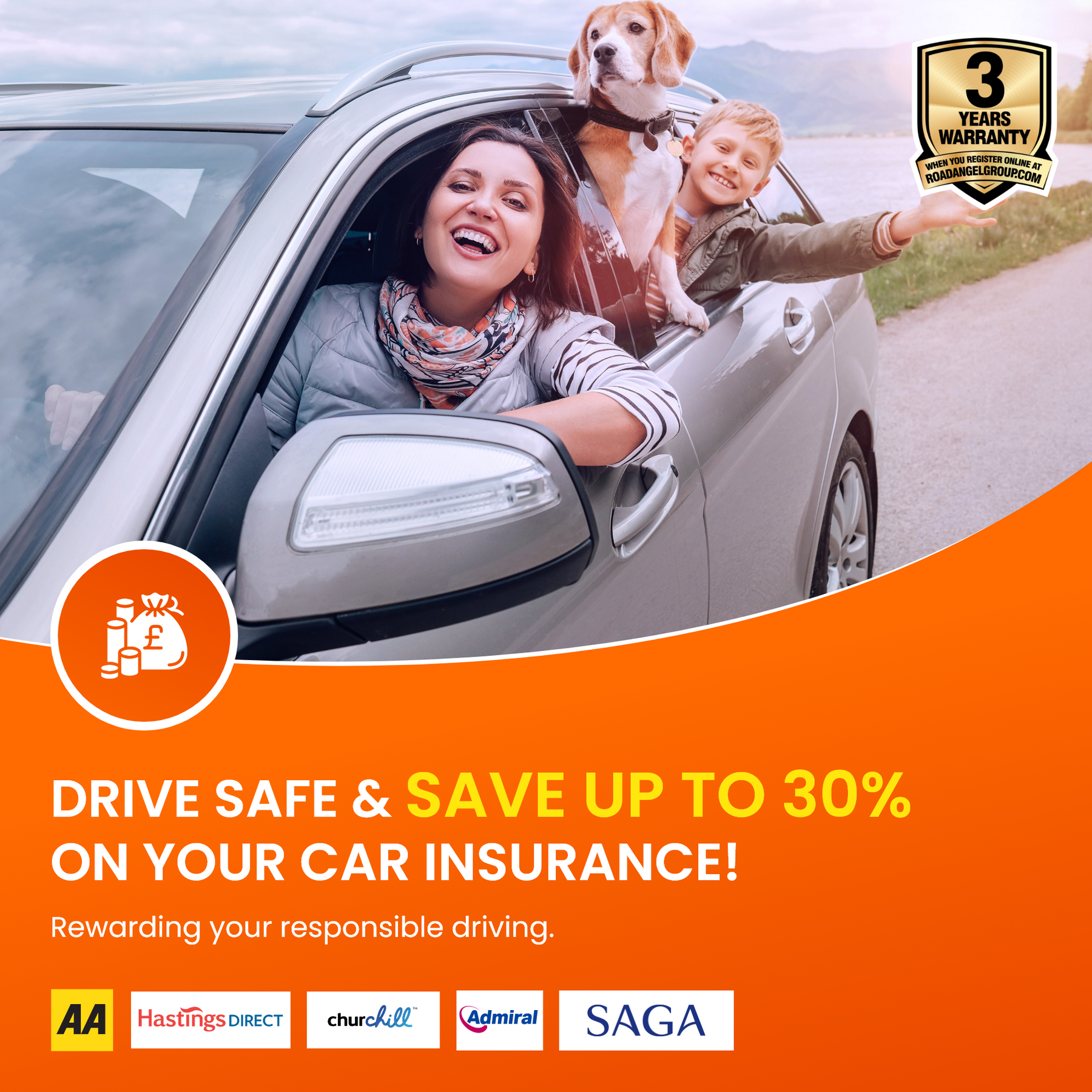 Road Angel Halo Go Compact Dash Cam with 64GB SD Card & Hardwiring Kit Bundle