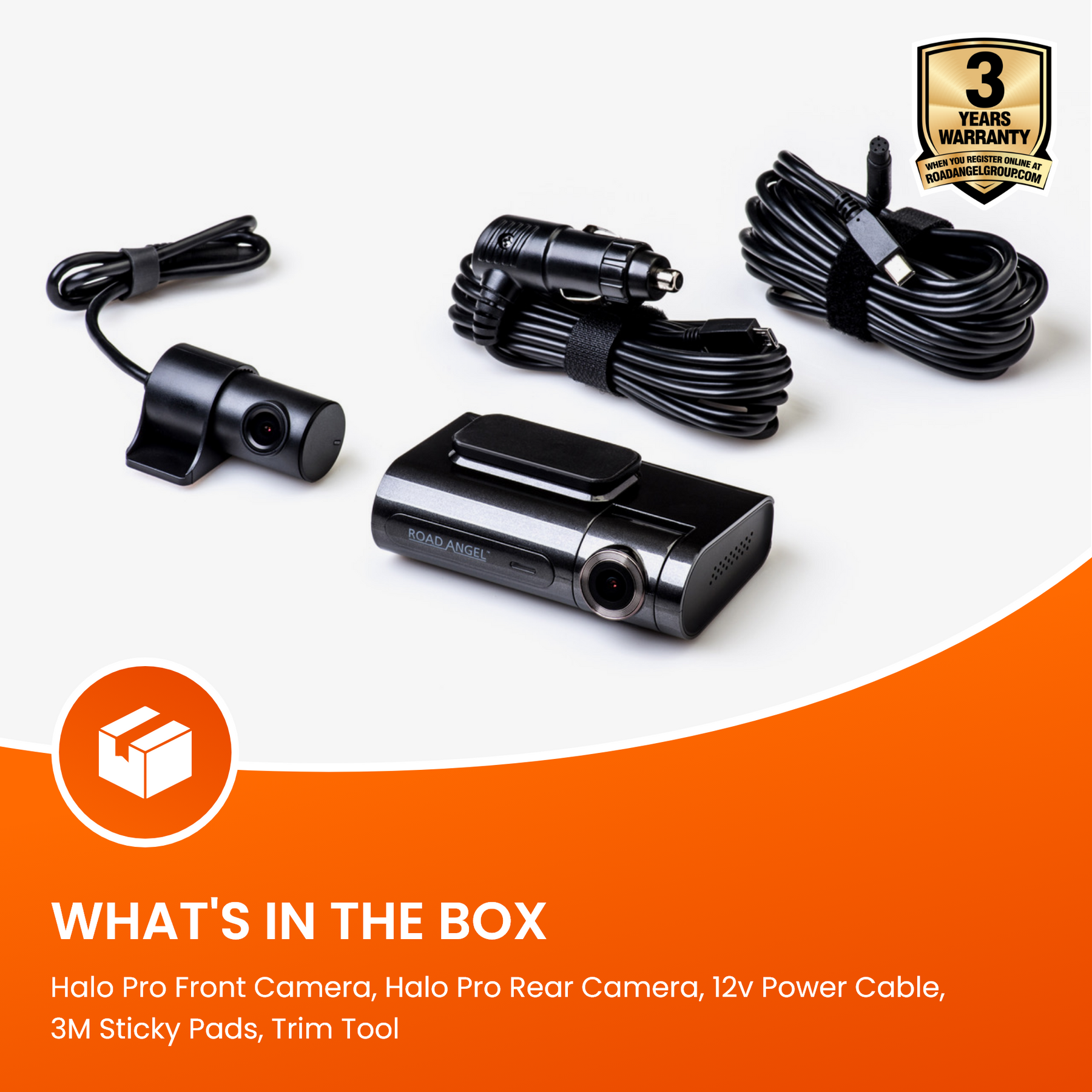 Road Angel Halo Pro Front and Rear Dash Cam with 64GB SD Card & Hardwiring Kit Bundle