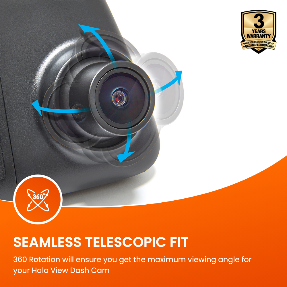 NEW - Road Angel Halo View 2 Rear View Mirror and Dash Cam with 64GB SD Card & Hardwiring Kit Bundle