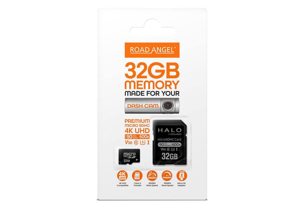Road Angel 32GB MicroSD Card - Automotive Grade, Made for Halo Dash Cams