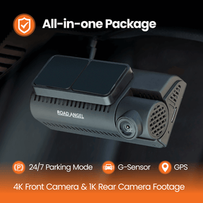 New- Road Angel Halo Ultima 4K Dual Dash Cam with 64GB SD Card & Hardwiring Kit Bundle