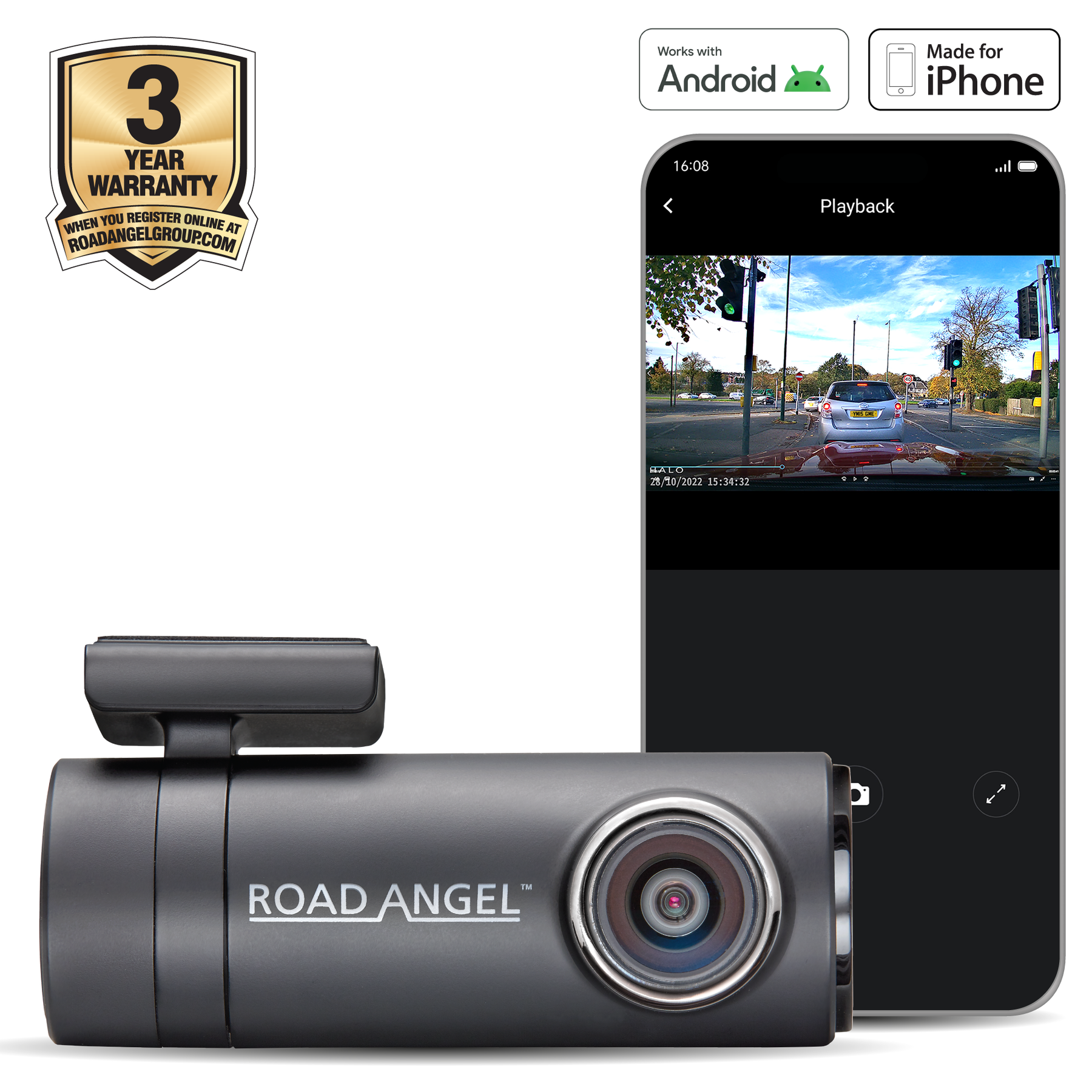 Road Angel Halo Drive 1440p QHD Dash Cam