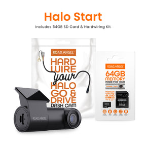 NEW - Road Angel Halo Start 1080p Full HD Compact Dash Cam With Quick Release Mount with SD Card & Hardwiring Kit Bundle