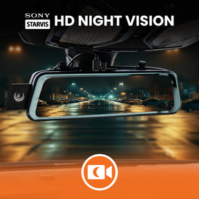 Halo Vision 3 4K – 2160p & 1080p Front & Rear Anti-Glare Mirror Dash Cam with integrated 10 inch LCD touchscreen