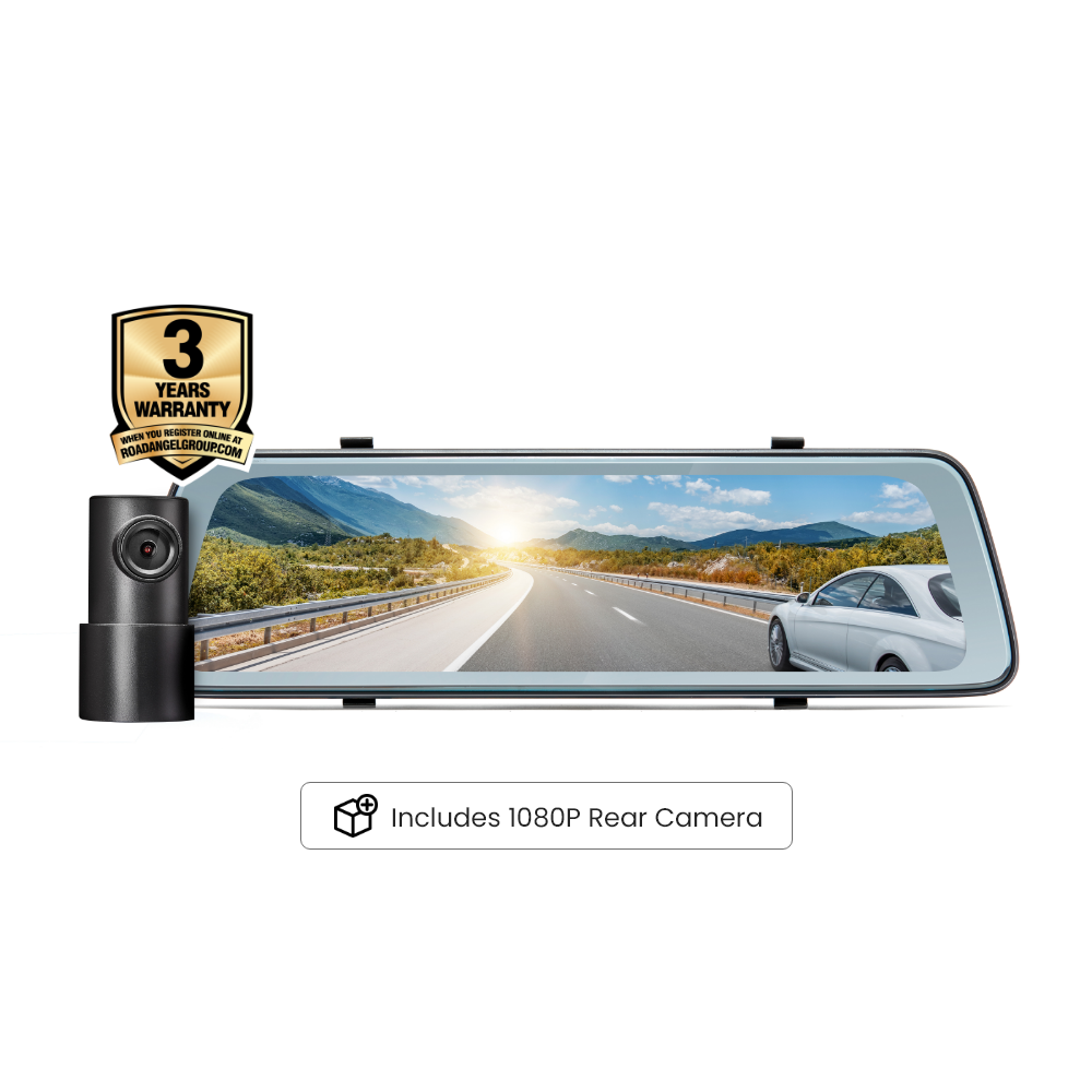 Road Angel Halo Vision 1440P Mirror Dash Cam with 10" LCD Touch Screen & Dual Parking Mode