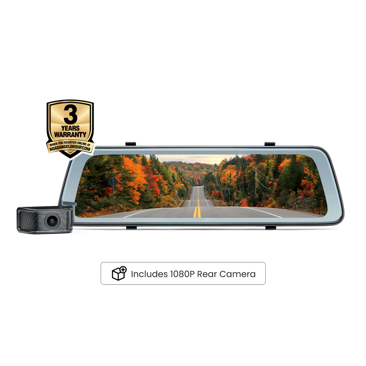 Road Angel Halo View Rear View Mirror and Dash Cam with 10" Touch Screen & Dual Parking Mode